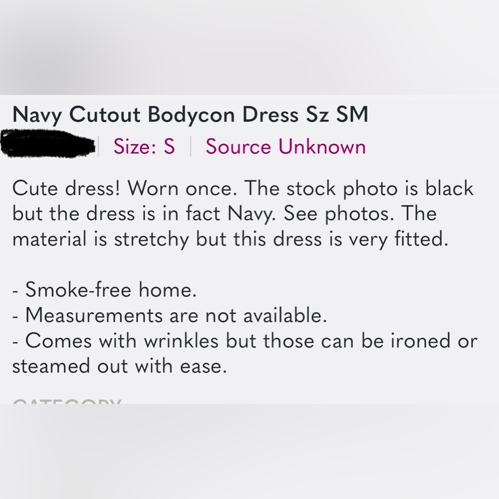 Navy Cutout Bodycon Dress Sz SM - Picture 5 of 5